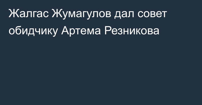 Жалгас Жумагулов дал совет обидчику Артема Резникова