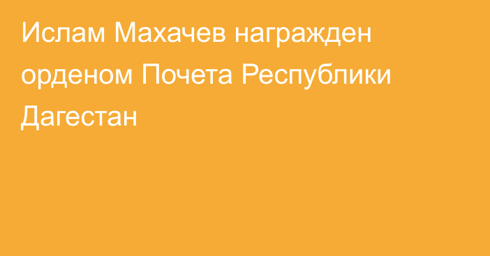 Ислам Махачев награжден орденом Почета Республики Дагестан