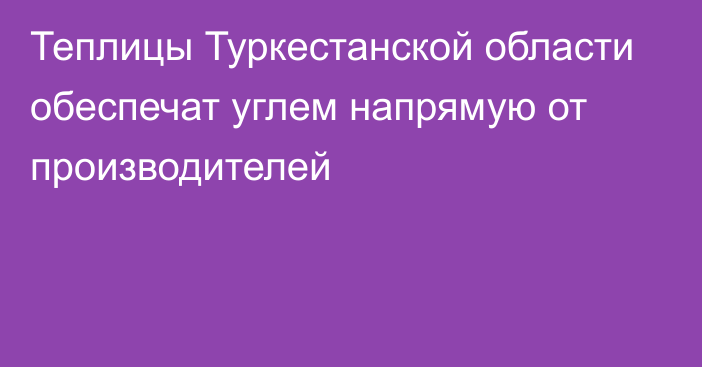 Теплицы Туркестанской области обеспечат углем напрямую от производителей