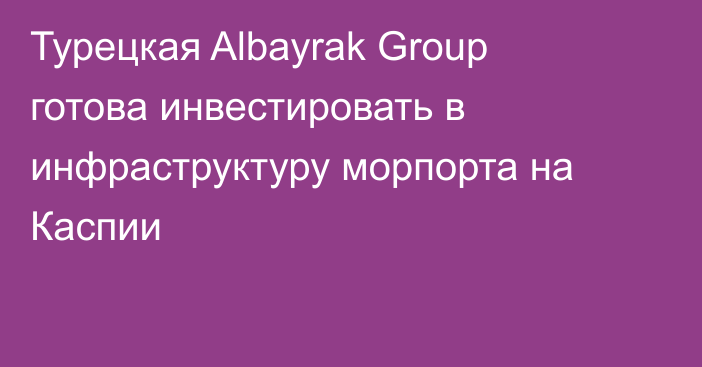 Турецкая Albayrak Group готова инвестировать в инфраструктуру морпорта на Каспии