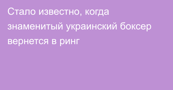 Стало известно, когда знаменитый украинский боксер вернется в ринг