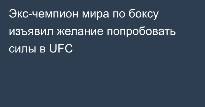 Экс-чемпион мира по боксу изъявил желание попробовать силы в UFC