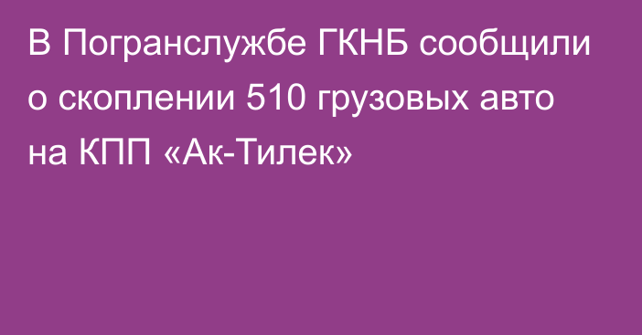 В Погранслужбе ГКНБ сообщили о скоплении 510 грузовых авто на КПП «Ак-Тилек»