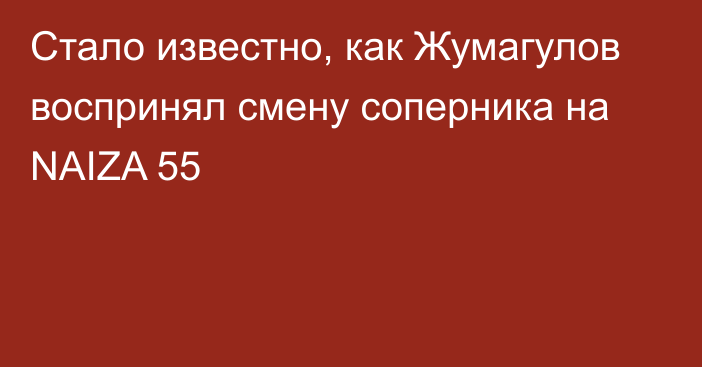 Стало известно, как Жумагулов воспринял смену соперника на NAIZA 55