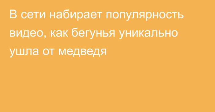 В сети набирает популярность видео, как бегунья уникально ушла от медведя