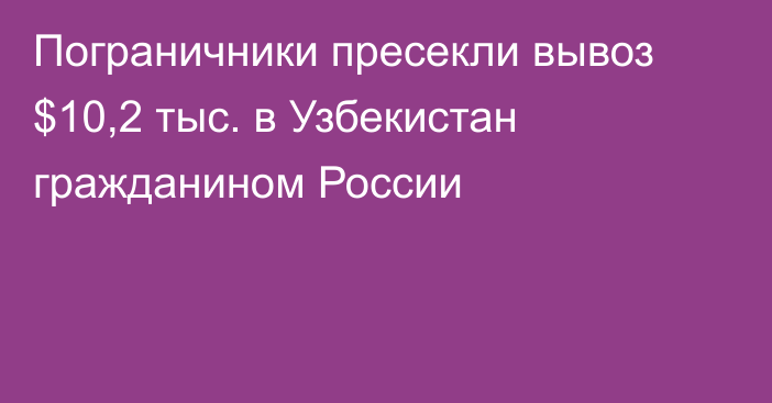 Пограничники пресекли вывоз $10,2 тыс. в Узбекистан гражданином России