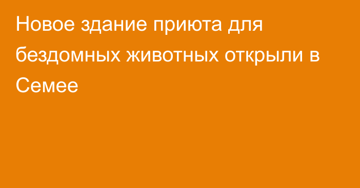 Новое здание приюта для бездомных животных открыли в Семее