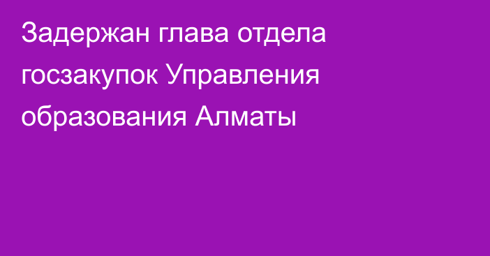 Задержан глава отдела госзакупок Управления образования Алматы