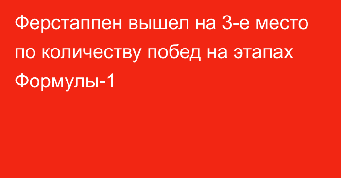 Ферстаппен вышел на 3-е место по количеству побед на этапах Формулы-1