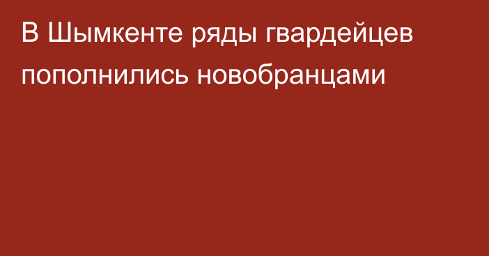 В Шымкенте ряды гвардейцев пополнились новобранцами