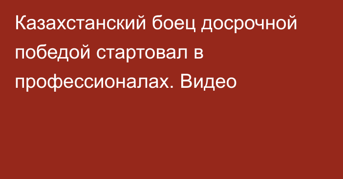 Казахстанский боец досрочной победой стартовал в профессионалах. Видео