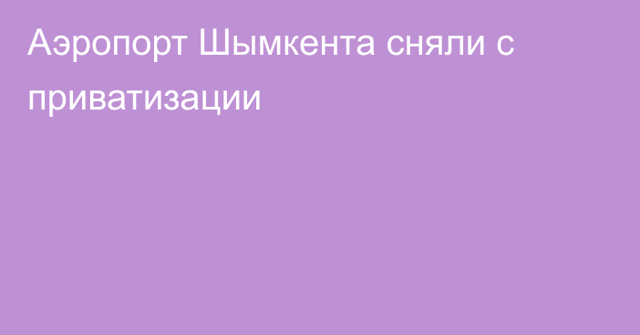 Аэропорт Шымкента сняли с приватизации