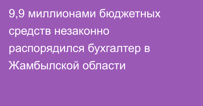 9,9 миллионами бюджетных средств незаконно распорядился бухгалтер в Жамбылской области