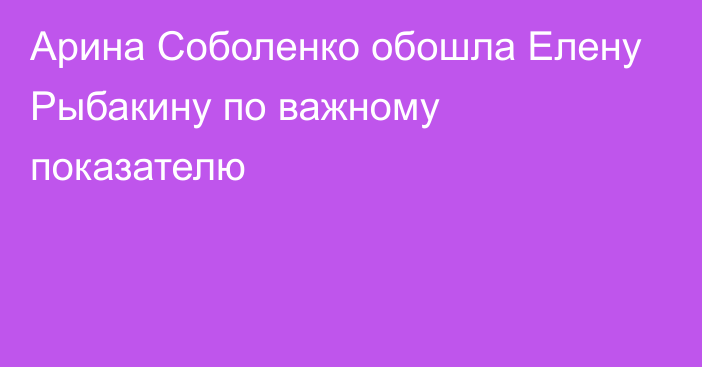 Арина Соболенко обошла Елену Рыбакину по важному показателю