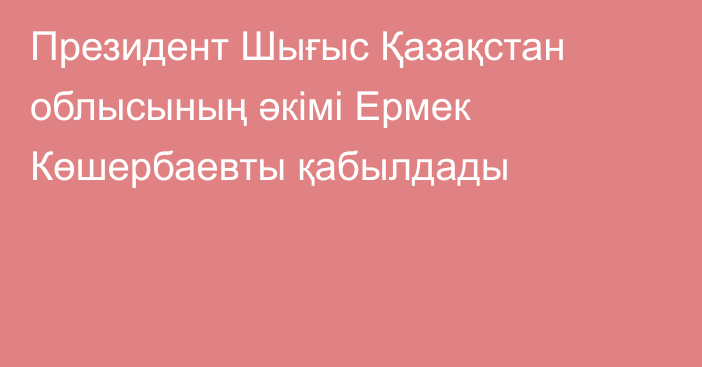 Президент Шығыс Қазақстан облысының әкімі Ермек Көшербаевты қабылдады