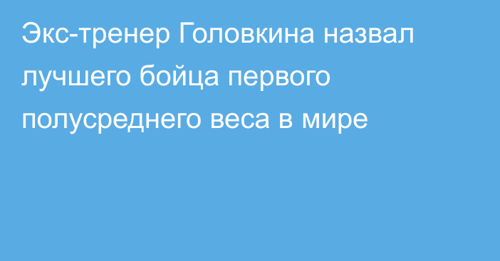 Экс-тренер Головкина назвал лучшего бойца первого полусреднего веса в мире