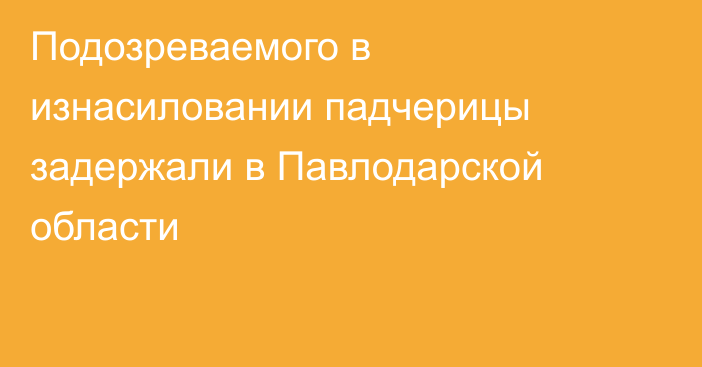 Подозреваемого в изнасиловании падчерицы задержали в Павлодарской области