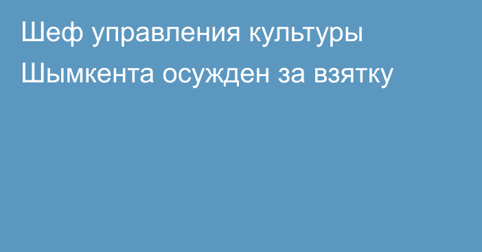 Шеф управления культуры Шымкента осужден за взятку