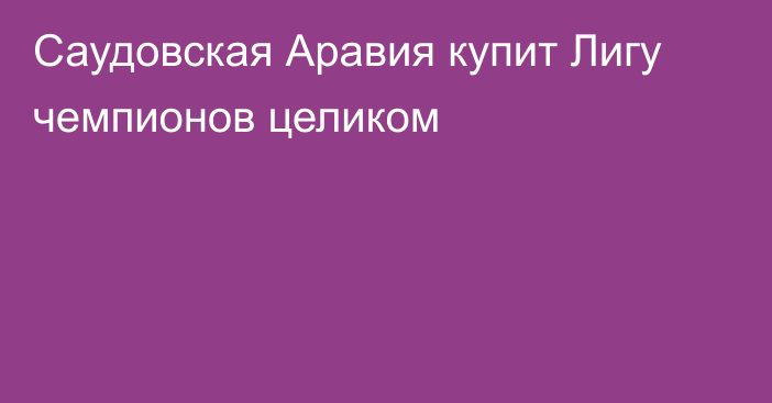 Саудовская Аравия купит Лигу чемпионов целиком