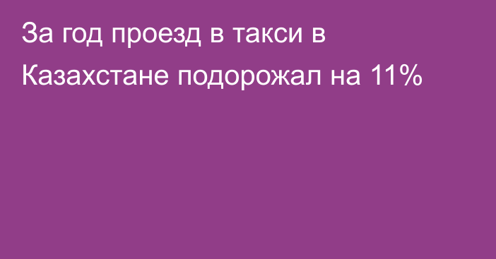 За год проезд в такси в Казахстане подорожал на 11%