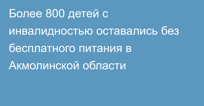 Более 800 детей с инвалидностью оставались без бесплатного питания в Акмолинской области