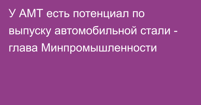 У АМТ есть потенциал по выпуску автомобильной стали - глава Минпромышленности