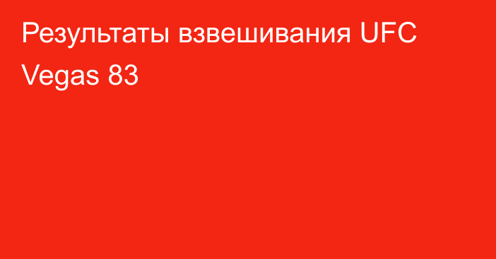 Результаты взвешивания UFC Vegas 83