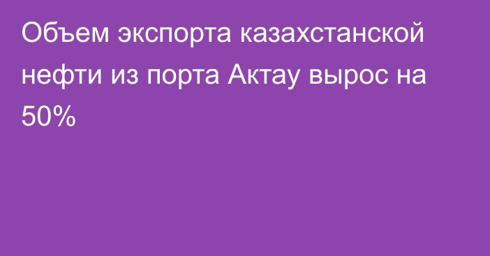 Объем экспорта казахстанской нефти из порта Актау вырос на 50%