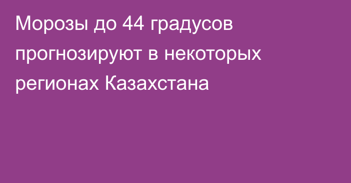 Морозы до 44 градусов прогнозируют в некоторых регионах Казахстана