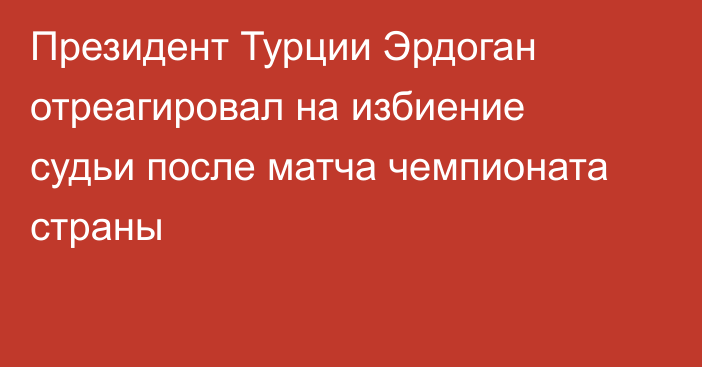 Президент Турции Эрдоган отреагировал на избиение судьи после матча чемпионата страны