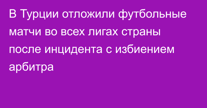 В Турции отложили футбольные матчи во всех лигах страны после инцидента с избиением арбитра