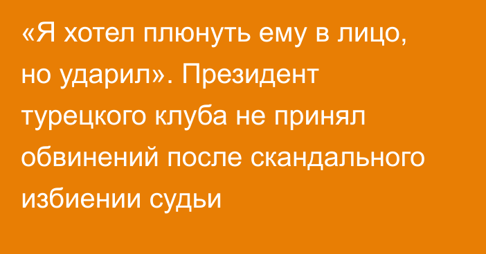 «Я хотел плюнуть ему в лицо, но ударил». Президент турецкого клуба не принял обвинений после скандального избиении судьи