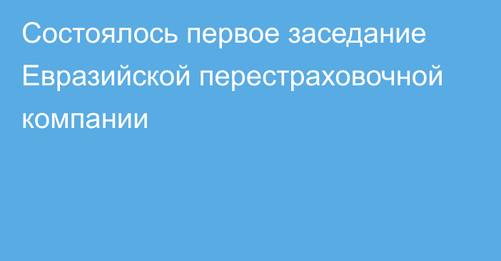 Состоялось первое заседание Евразийской перестраховочной компании