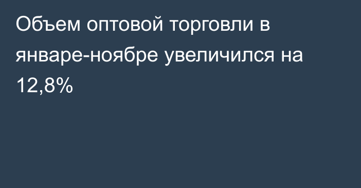 Объем оптовой торговли в январе-ноябре увеличился на 12,8%