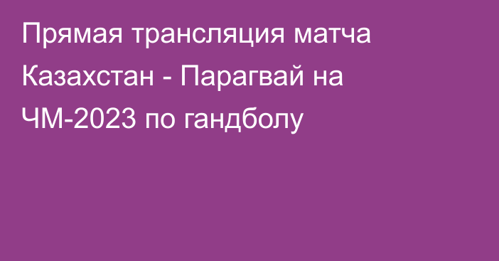 Прямая трансляция матча Казахстан - Парагвай на ЧМ-2023 по гандболу