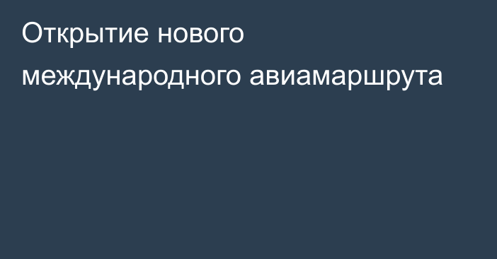 Открытие нового международного авиамаршрута