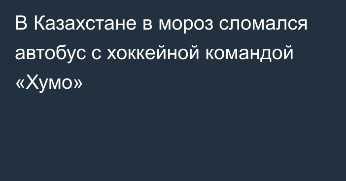 В Казахстане в мороз сломался автобус с хоккейной командой «Хумо»