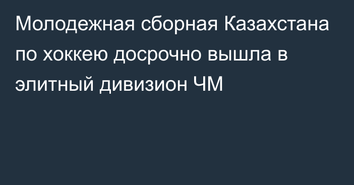 Молодежная сборная Казахстана по хоккею досрочно вышла в элитный дивизион ЧМ