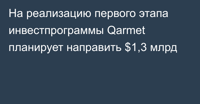 На реализацию первого этапа инвестпрограммы Qarmet планирует направить $1,3 млрд