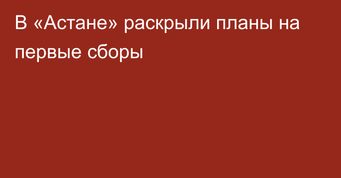 В «Астане» раскрыли планы на первые сборы