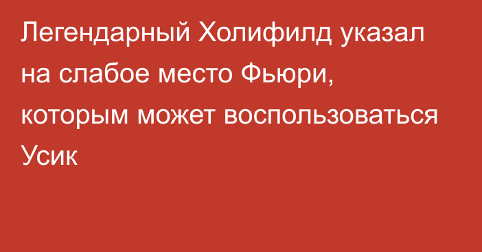 Легендарный Холифилд указал на слабое место Фьюри, которым может воспользоваться Усик