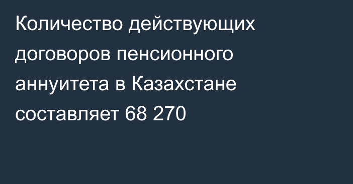 Количество действующих договоров пенсионного аннуитета в Казахстане составляет 68 270