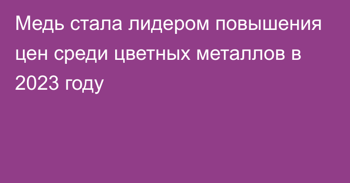 Медь стала лидером повышения цен среди цветных металлов в 2023 году