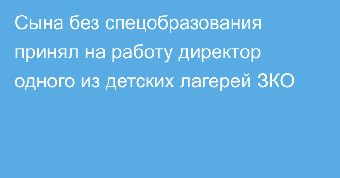 Сына без спецобразования принял на работу директор одного из детских лагерей ЗКО