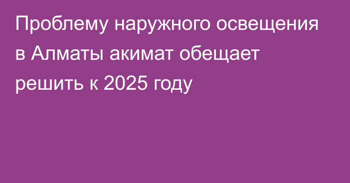 Проблему наружного освещения в Алматы акимат обещает решить к 2025 году