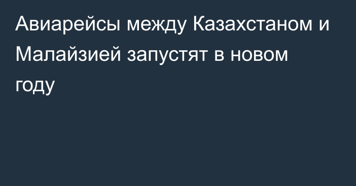 Авиарейсы между Казахстаном и Малайзией запустят в новом году