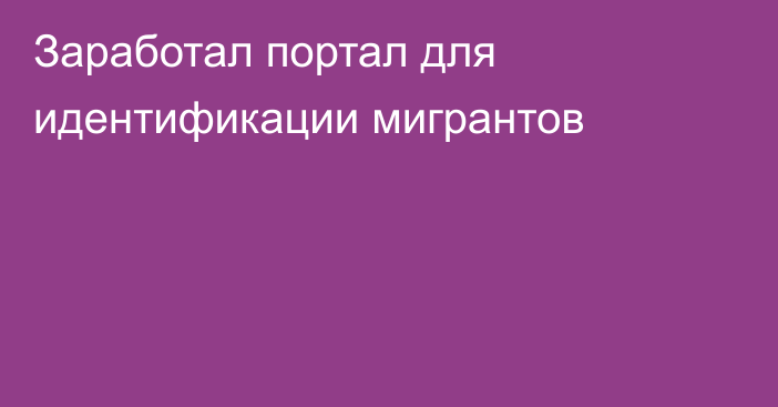 Заработал портал для идентификации мигрантов