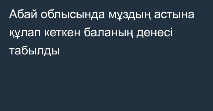 Абай облысында мұздың астына құлап кеткен баланың денесі табылды