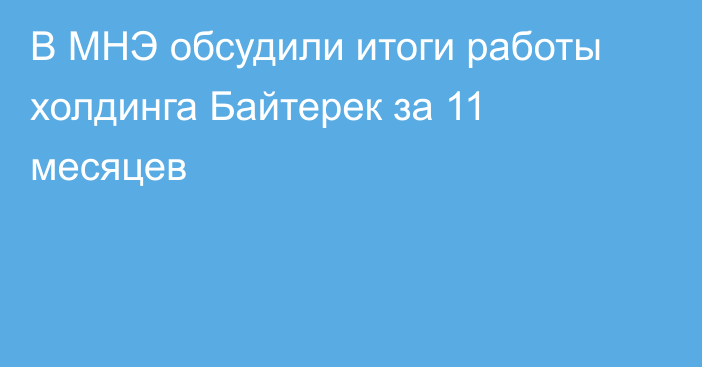 В МНЭ обсудили итоги работы холдинга Байтерек за 11 месяцев