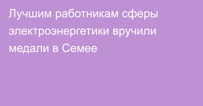 Лучшим работникам сферы электроэнергетики вручили медали в Семее